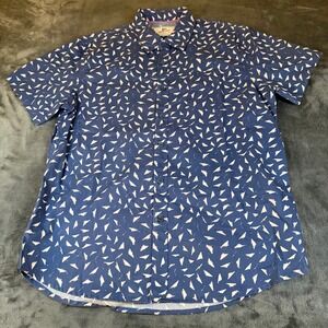 MBX Premium Goods Button Down Shirt Short Sleeve Blue Geometric Mens Medium